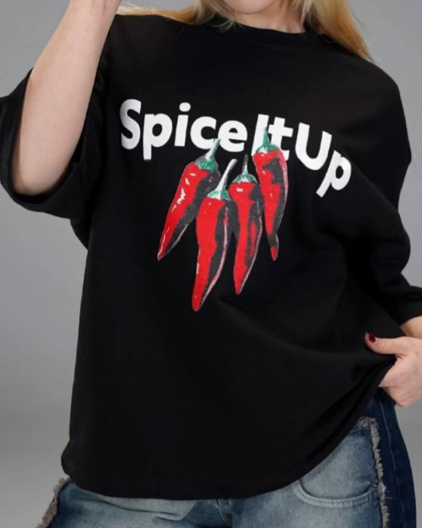 InShot_20260801_143808950 تیشرت باکسی فلفل spice it up - تصویر 1